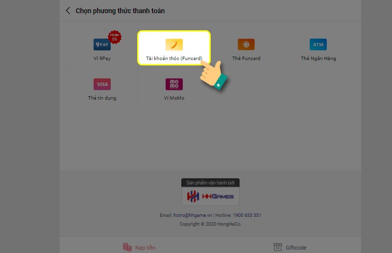 Chọn phương thức thanh toán