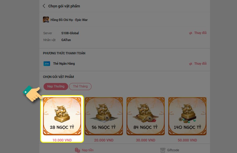 Chọn phương thức thanh toán