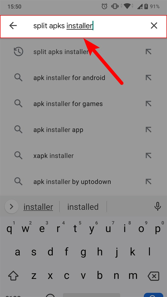 Mở CH Play > G&otilde; Split APKs Installer&nbsp;v&agrave;o thanh t&igrave;m kiếm