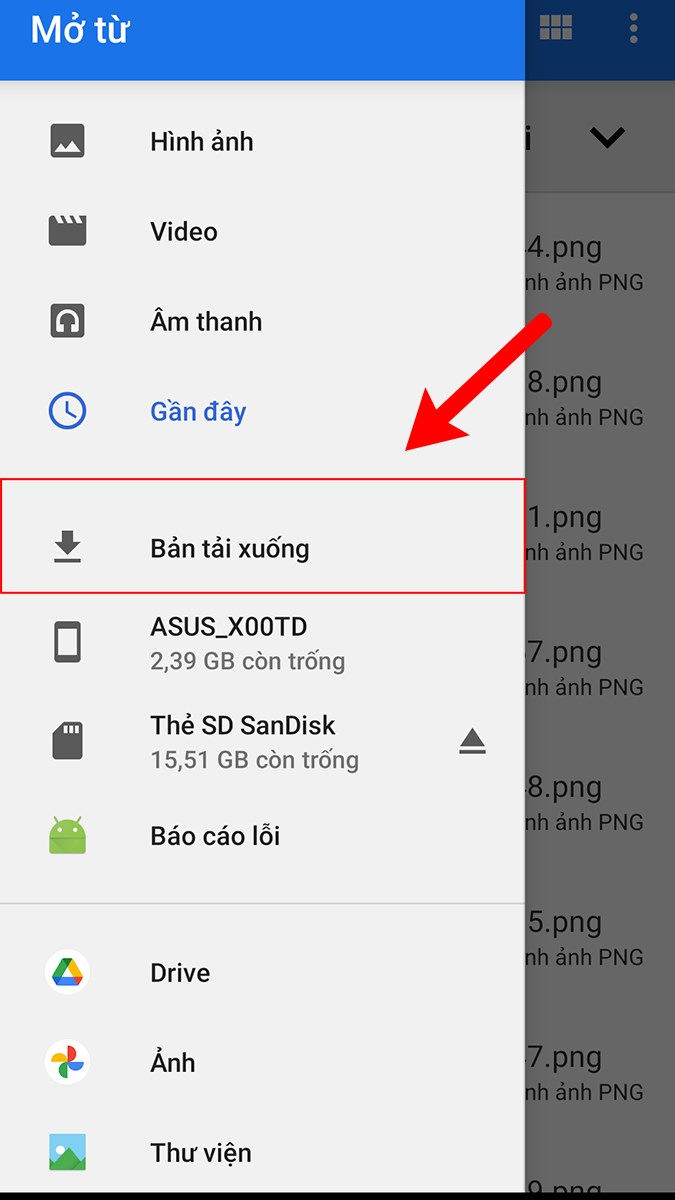 Ở cửa sổ hiện l&ecirc;n tiếp theo > Bạn nhấn v&agrave;o 3 dấu gạch ở g&oacute;c b&ecirc;n tr&aacute;i > Chọn Bản tải xuống
