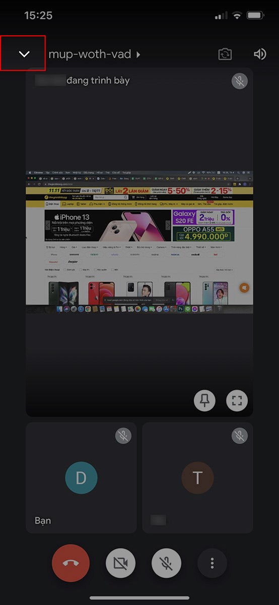Nhấn biểu tượng mũi t&ecirc;n ở g&oacute;c tr&ecirc;n b&ecirc;n tr&aacute;i