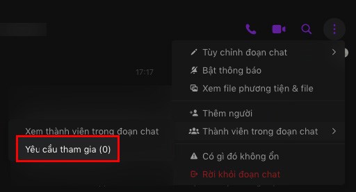 Chọn Yêu cầu tham gia