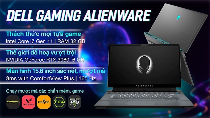 Dell Gaming Alienware m15 R6 hiệu năng mạnh mẽ, thoả sức chiến game