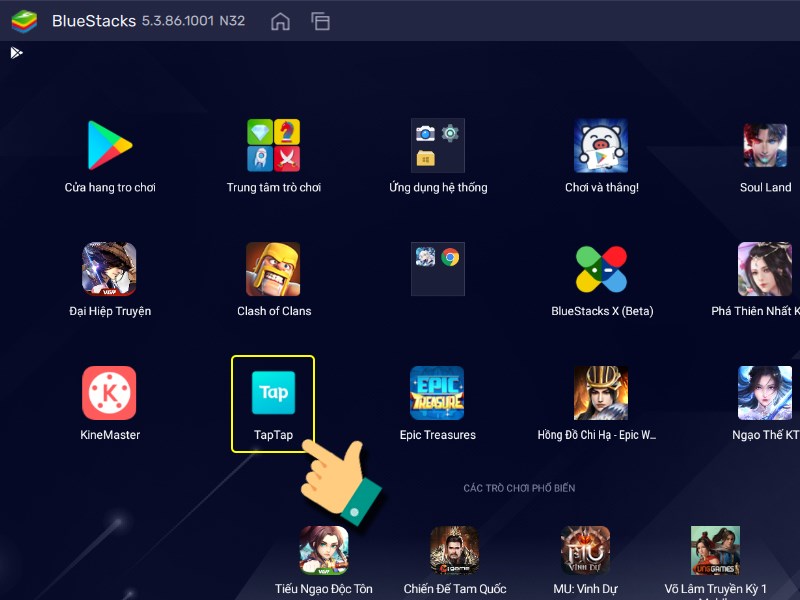 Mở TapTap trong BlueStacks