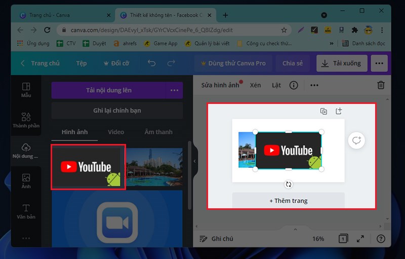 Thêm hình ảnh vô Canva 