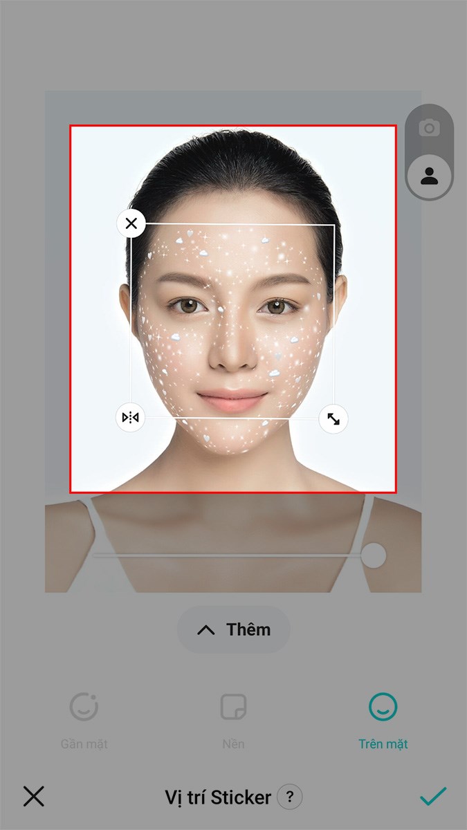 Tiến h&agrave;nh căn chỉnh, di chuyển sticker đến vị tr&iacute; bạn muốn