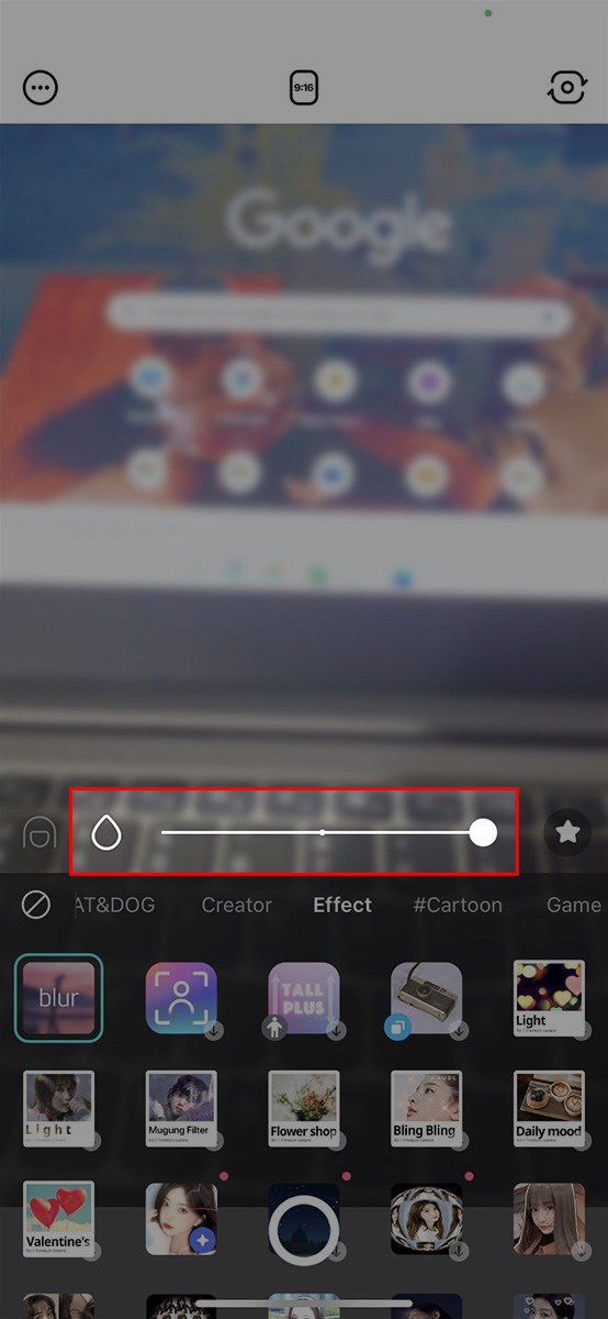 Tại đ&acirc;y, bạn c&oacute; thể k&eacute;o thanh điều chỉnh để thay đổi độ mờ của ảnh