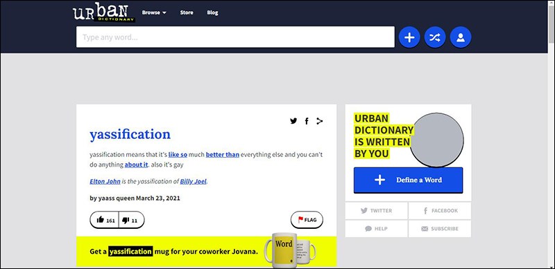 Urban Dictionary: Từ điển online trực tuyến