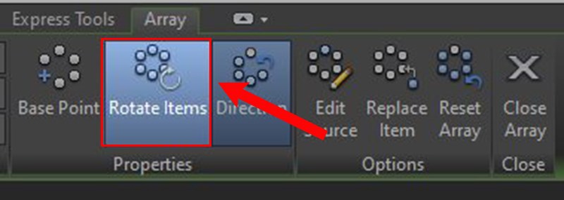 Chuyển đổi Xoay đối tượng trên Polar Array