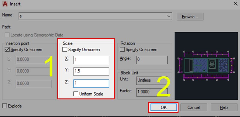 Sử dụng lệnh Scale đối với Blocks