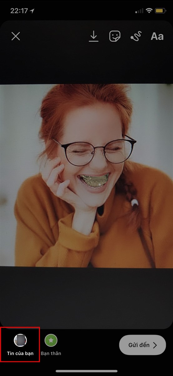 Chọn đăng l&ecirc;n Tin của bạn để đăng l&ecirc;n story Instagram