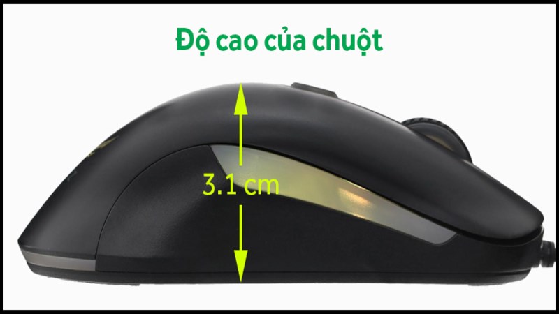Độ cao chuột vừa phải, tạo cảm giác thoải mái khi cầm nắm 