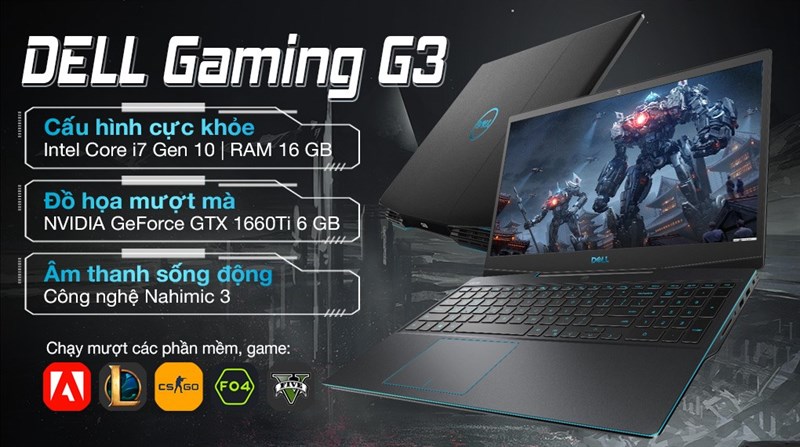 Điểm nổi bật laptop Dell Gaming G3 i7 10750H (P89F002G3500B)