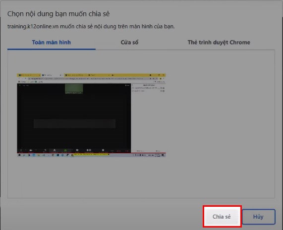 Lựa chọn 1 t&iacute;nh năng m&agrave; bạn muốn chia sẻ > Chọn Chia sẻ
