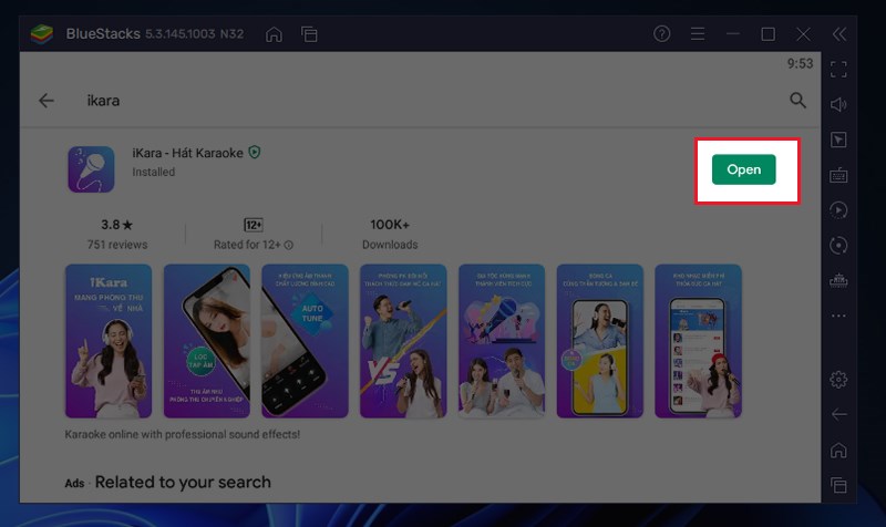chọn Open chọn Open