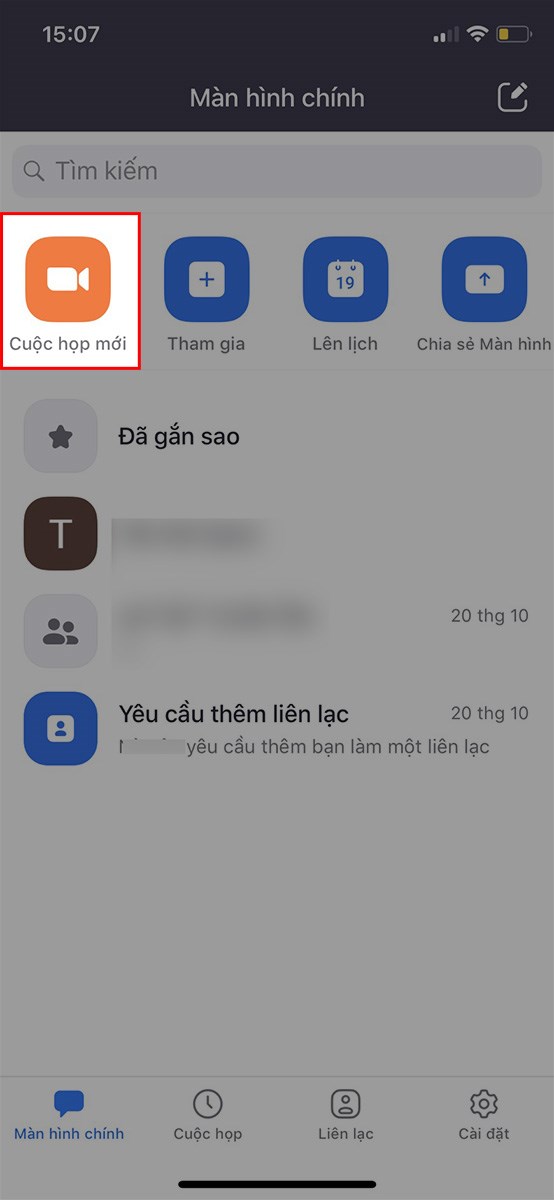 Mở ứng dụng Zoom, chọn Cuộc họp mới