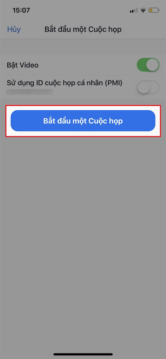 Chọn Bắt đầu một Cuộc họp