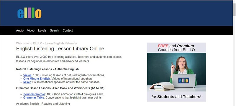 ELLLO: Website học tiếng Anh giao tiếp online miễn phí tốt nhất