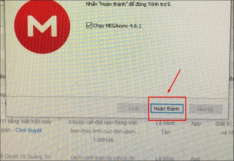 Nhấn Ho&agrave;n th&agrave;nh 