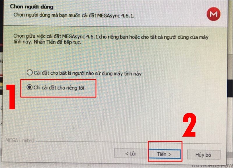 T&iacute;ch chọn bất kỳ sau đ&oacute; nhấn Tiến
