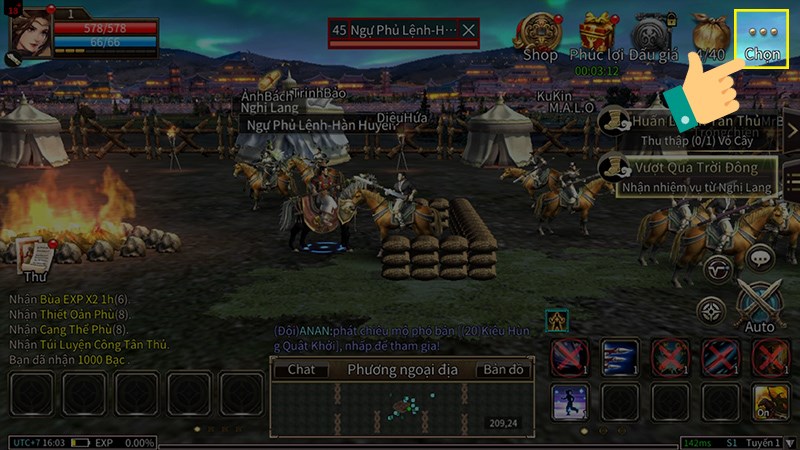 Nhấn v&agrave;o biểu tượng ba chấm