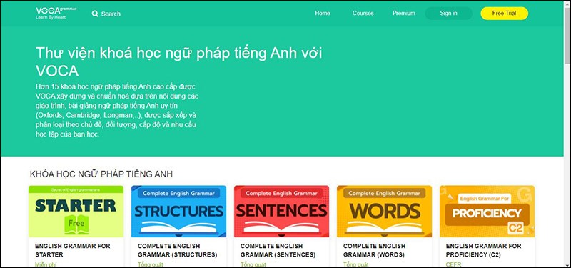 Grammar.vn: Website học ngữ ph&aacute;p tiếng Anh trực tuyến