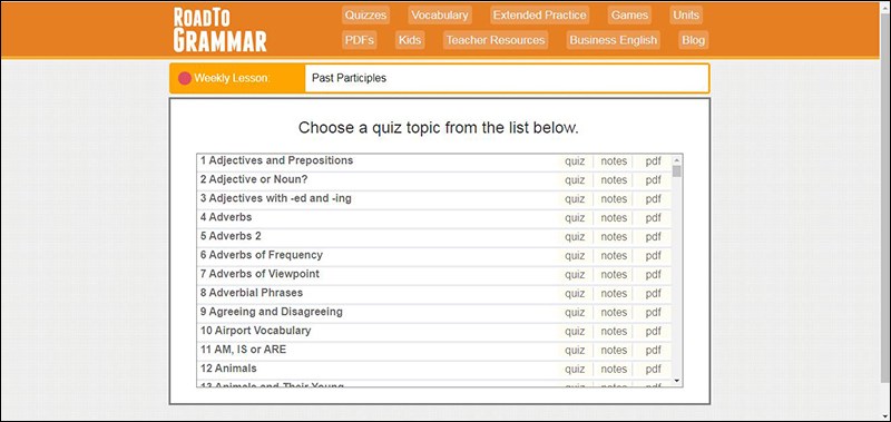 Road to Grammar: Trang web học ngữ ph&aacute;p tiếng Anh trực tuyến