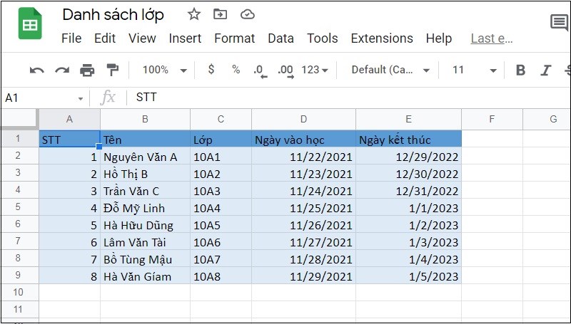 Xem file Excel được hiển thị dưới dạng trang Google Sheet