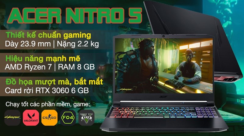 Laptop Acer Nitro 5 Gaming AN515 45 R86D