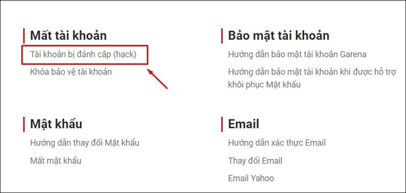 Chọn Tài khoản bị đánh cắp (hack)