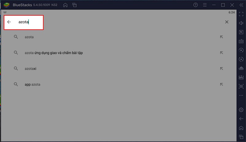 Nhập Azota v&agrave;o khung t&igrave;m kiếm