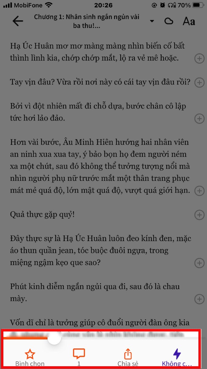 Các tính năng khi đọc truyện