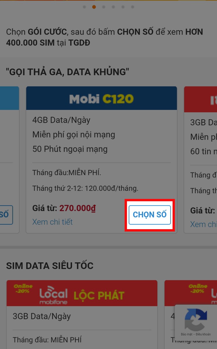 Nhấn Chọn số tại Mobi C120