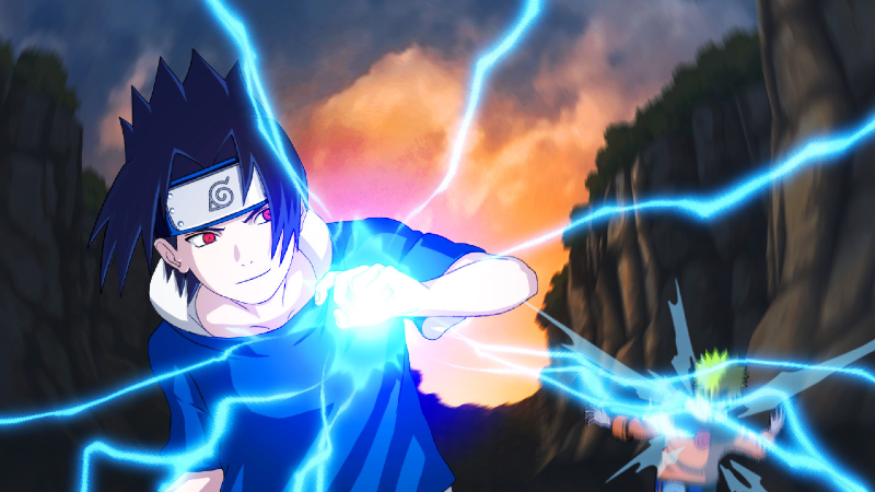 Sasuke dùng Chidori trong trận đấu cùng Naruto