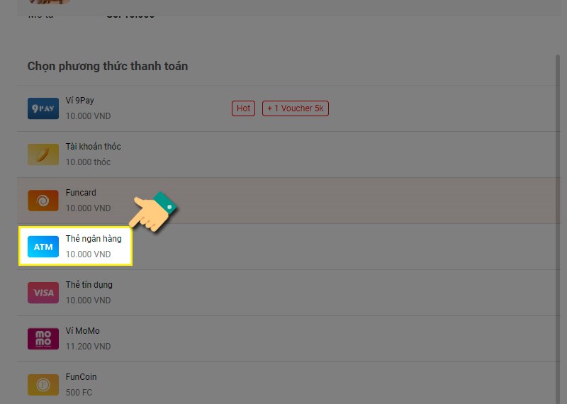 Chọn h&igrave;nh thức thanh to&aacute;n