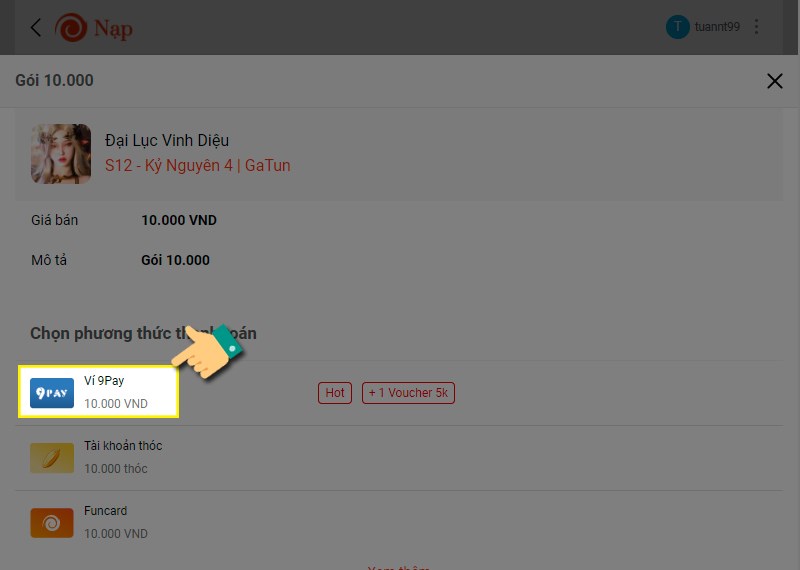 Chọn phương thức thanh to&aacute;n