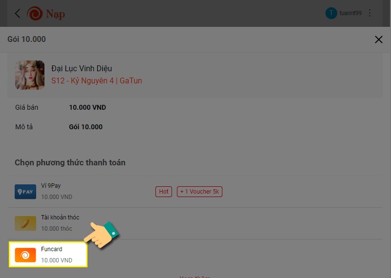 Chọn phương thức thanh to&aacute;n
