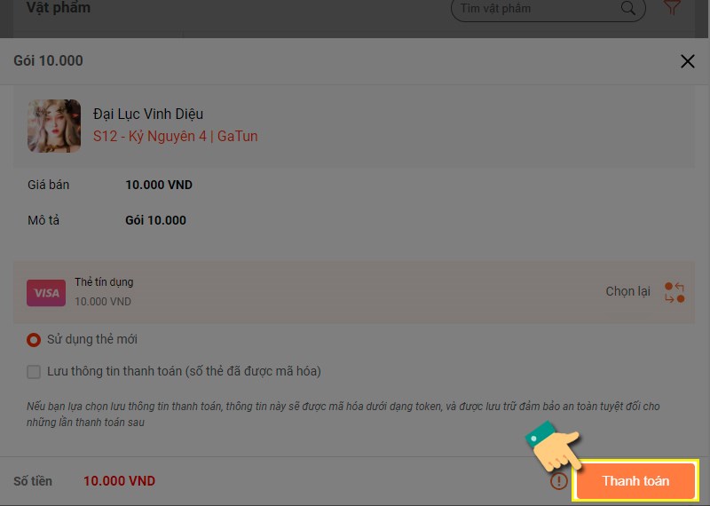 Chọn thanh to&aacute;n