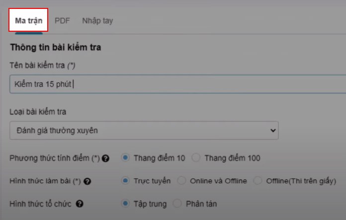 Chọn Ma trận Chọn Ma trận
