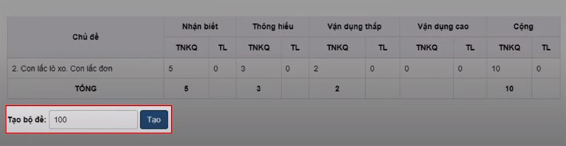 Tại mục Tạo bộ đề Tại mục Tạo bộ đề