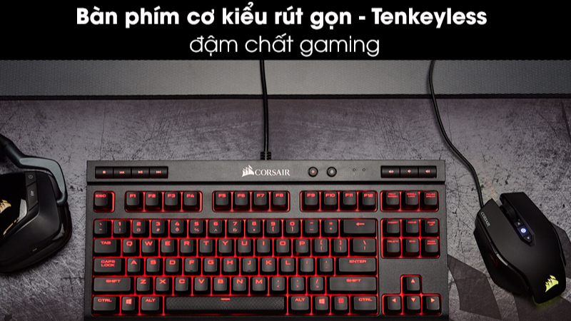 Bàn Phím Cơ Có Dây Gaming Corsair K63 Compact Mechanical Đen 