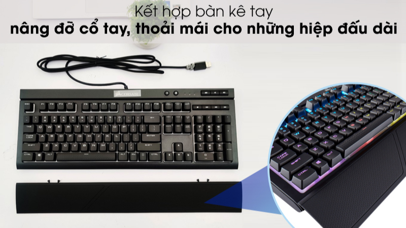 Bàn Phím Cơ Có Dây Gaming Corsair K68 RGB Mechanical Đen
