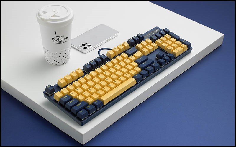  B&agrave;n Ph&iacute;m Cơ C&oacute; D&acirc;y Gaming Rapoo V500Pro V&agrave;ng Xanh