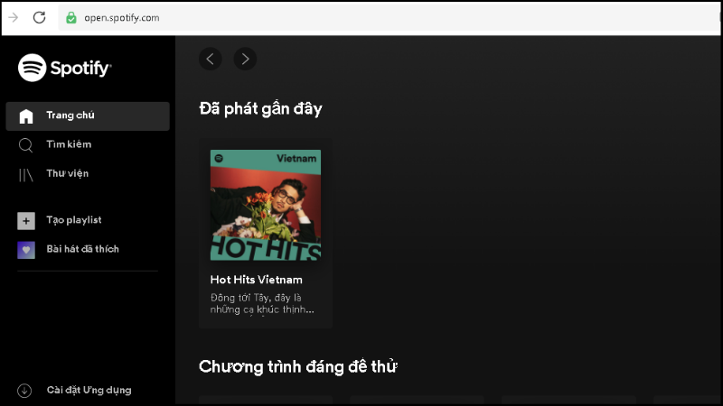 Truy cập link Spotify và đăng nhập tài khoản.