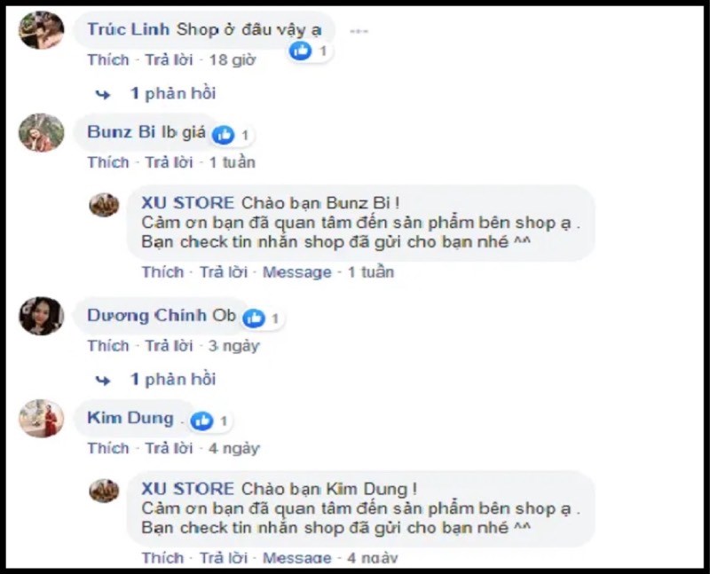 Trả lời bình luận trên Facebook