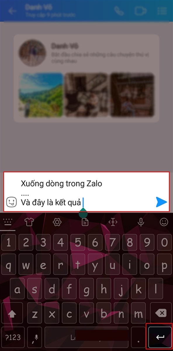 Kết quả xuống d&ograve;ng zalo