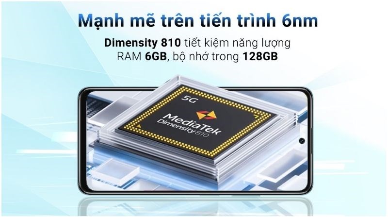 Chip xử lý Dimensity 810 mạnh mẽ, tiết kiệm hiệu năng