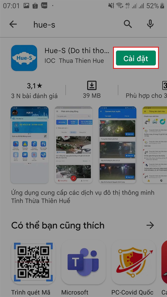 Chọn Cài đặt