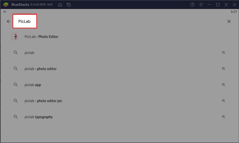 Nhập piclab v&agrave;o khung t&igrave;m kiếm