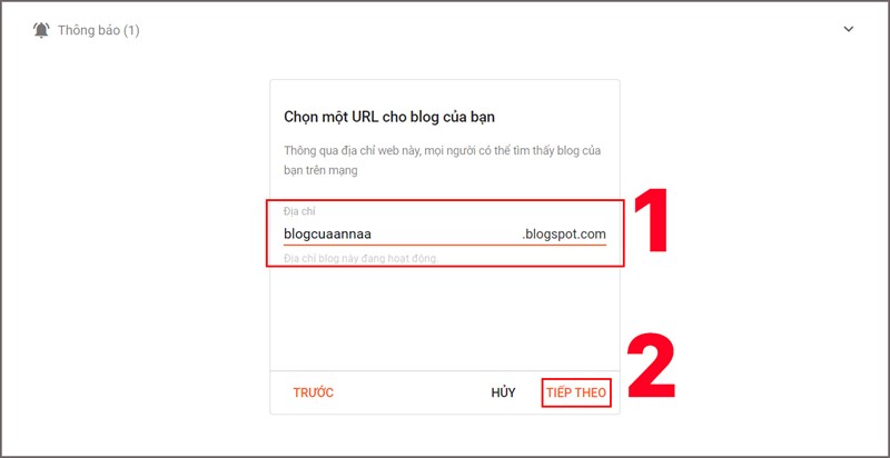 Chọn URL và bấm Tiếp theo